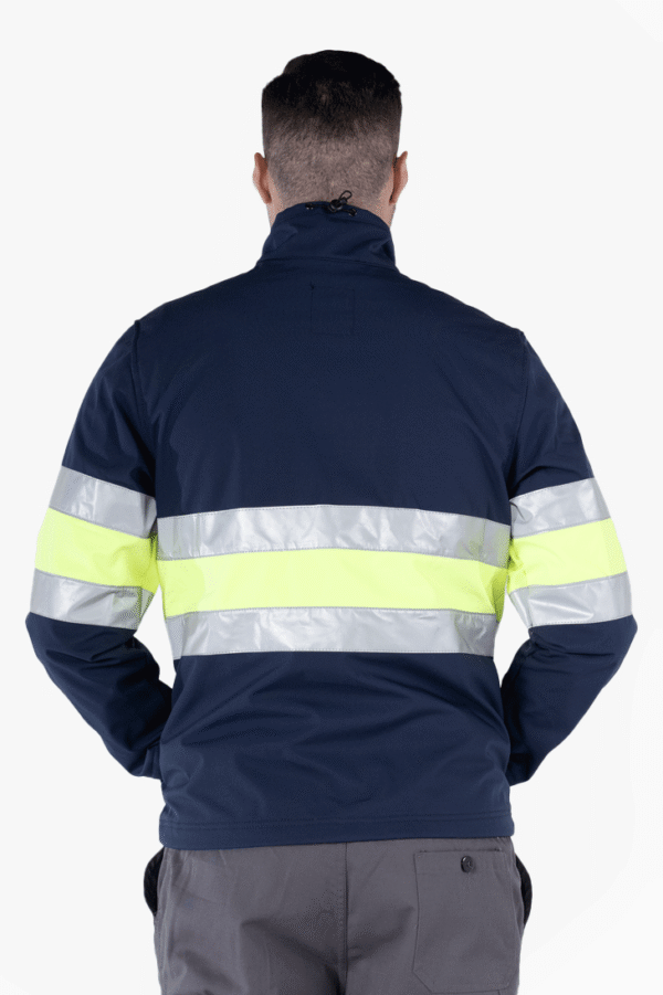 Reflektörlü Softshell Mont Neon İş Montu - Lacivert