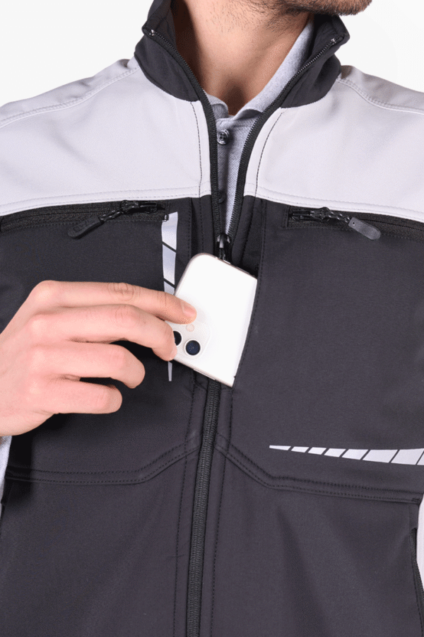 Softshell Reflektörlü İş Yeleği - Siyah