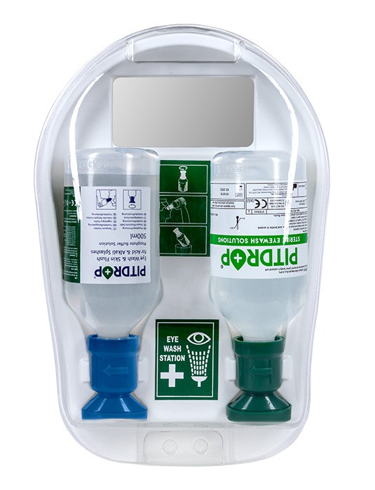 Pitdrop Göz Duşu Seti Mavi + Yeşil Kapak 500ml X2 Aynalı Duvar Tipi