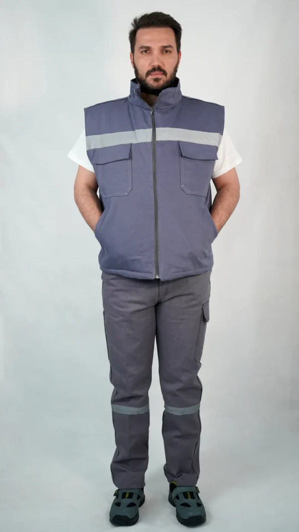 Teknik İş Yeleği Kışlık - Gri