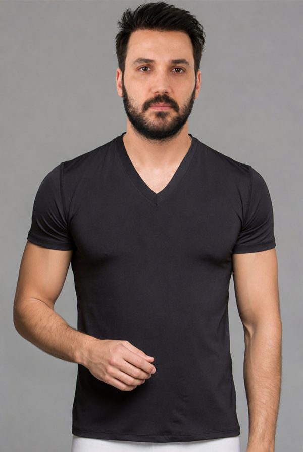 V Yaka Kısa Kol Tişört Thermoform