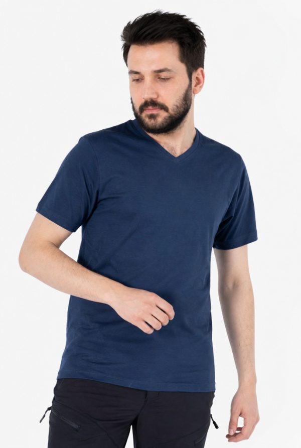 V Yaka Tişört %100 Pamuk İş & Günlük
