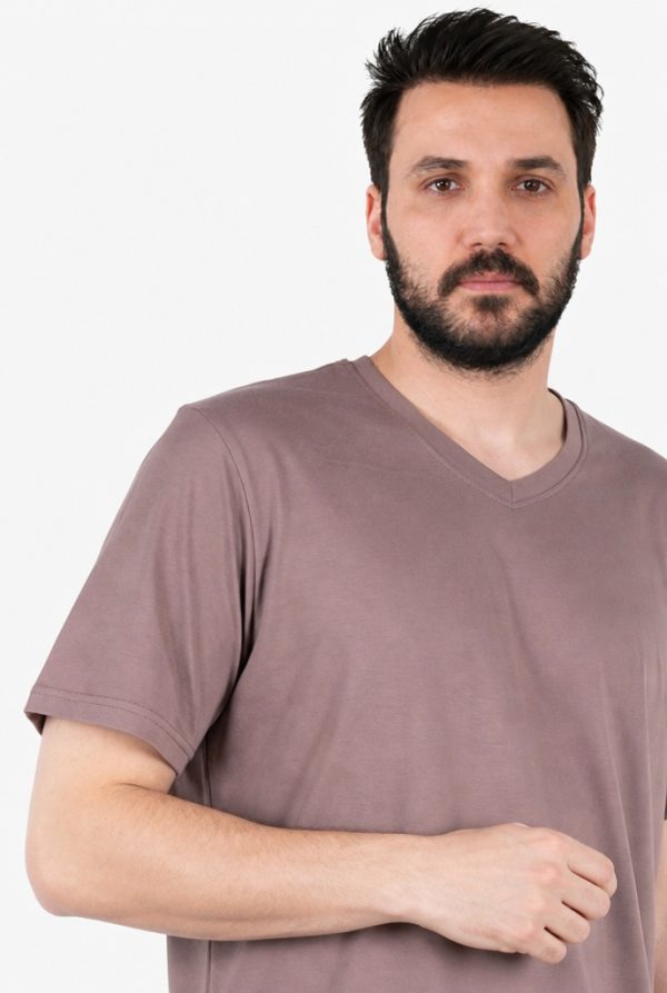 V Yaka Tişört %100 Pamuk İş & Günlük