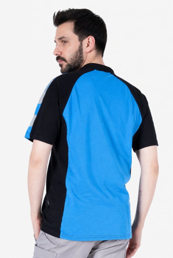 Polo Yaka İş Tişörtü Reflektörlü - Siyah