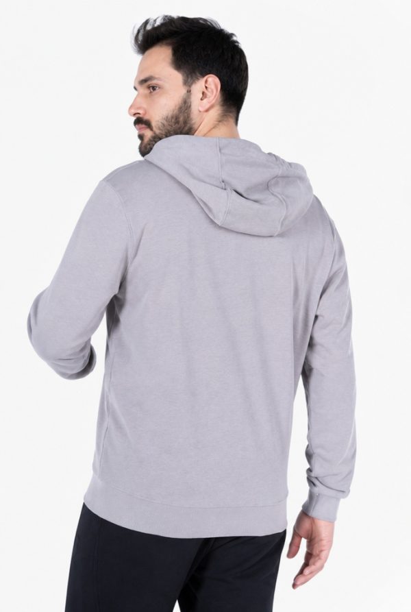 Diagonel Kapüşonlu Fermuarlı Sweatshirt