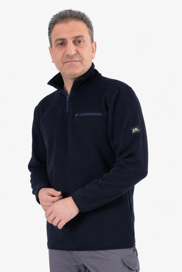 Fermuarlı Sweatshirt 3 İplik Şardonlu Dik Yakalı