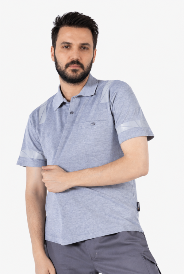 Polo Yaka Reflektörlü İş Tişörtü %100 Pamuklu