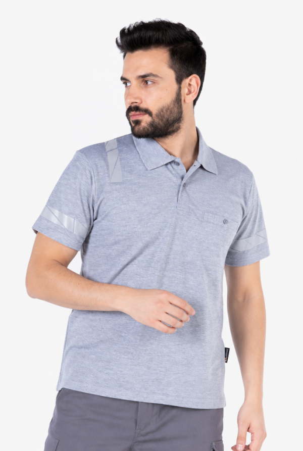 Polo Yaka Reflektörlü İş Tişörtü %100 Pamuklu