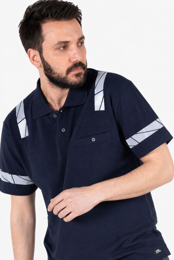 Polo Yaka Reflektörlü İş Tişörtü %100 Pamuklu