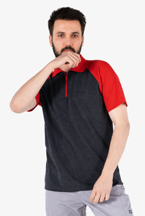 Polo Yaka Fermuarlı Tişört - Lacivert