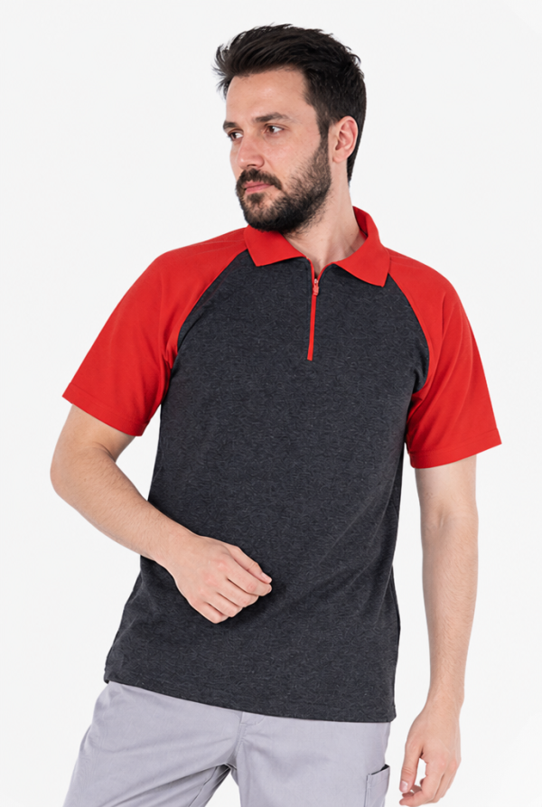 Polo Yaka Fermuarlı Tişört - Lacivert