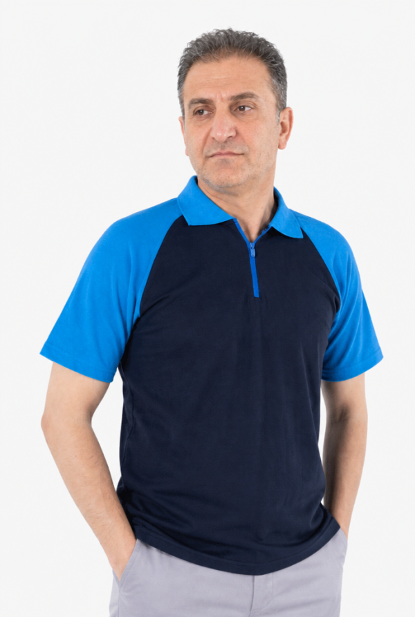 Polo Yaka Fermuarlı Tişört - Lacivert