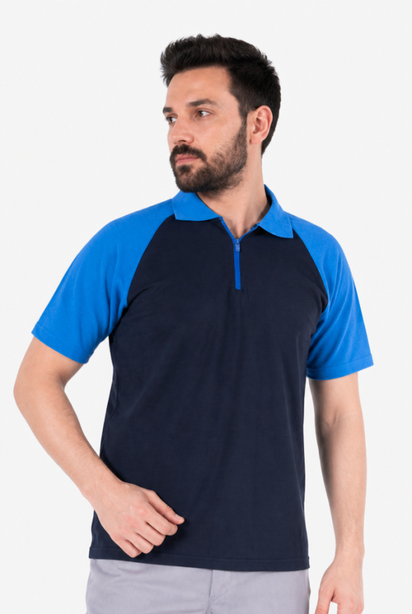 Polo Yaka Fermuarlı Tişört - Lacivert