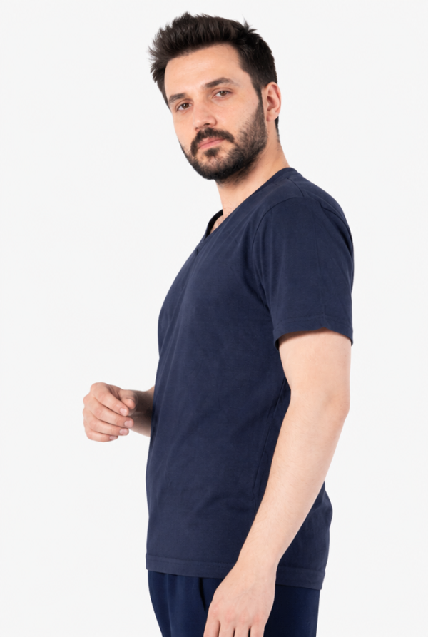V Yaka Tişört İş & Günlük %100 Pamuk