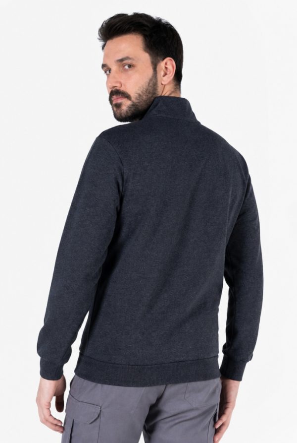 Fermuarlı Sweatshirt 2 İplik Dik Yakalı Şardonlu