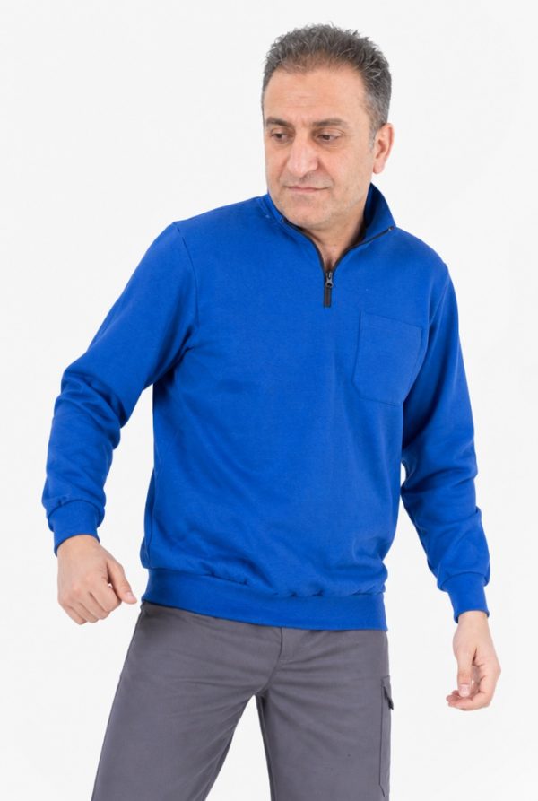Fermuarlı Sweatshirt 2 İplik Dik Yakalı Şardonlu
