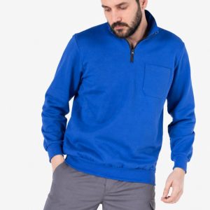 Fermuarlı Sweatshirt 2 İplik Dik Yakalı Şardonlu