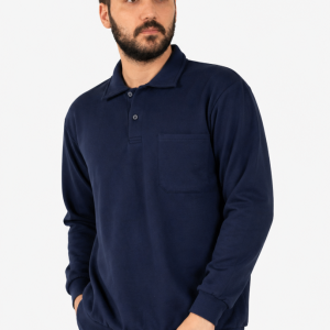 Polo Yaka Cepli Sweatshirt İki İplik Şardonlu