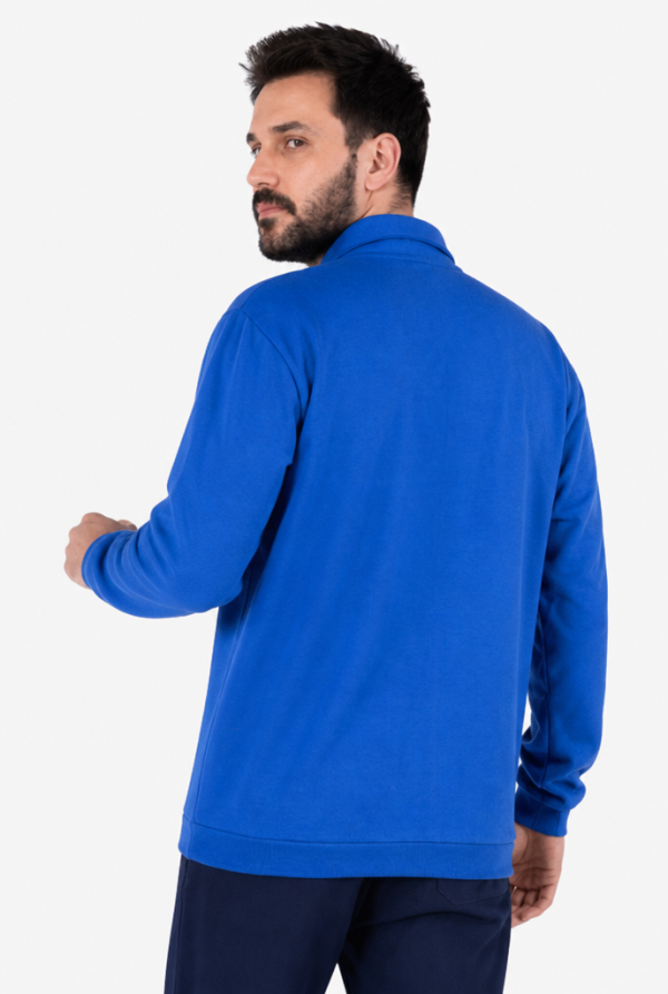 Polo Yaka Cepli Sweatshirt İki İplik Şardonlu