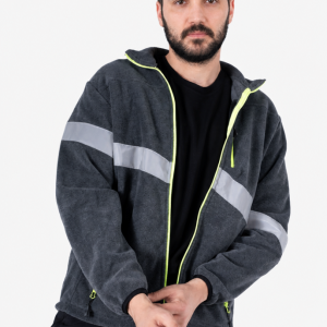 Reflektörlü İş Poları Neon Sarı Fermuarlı