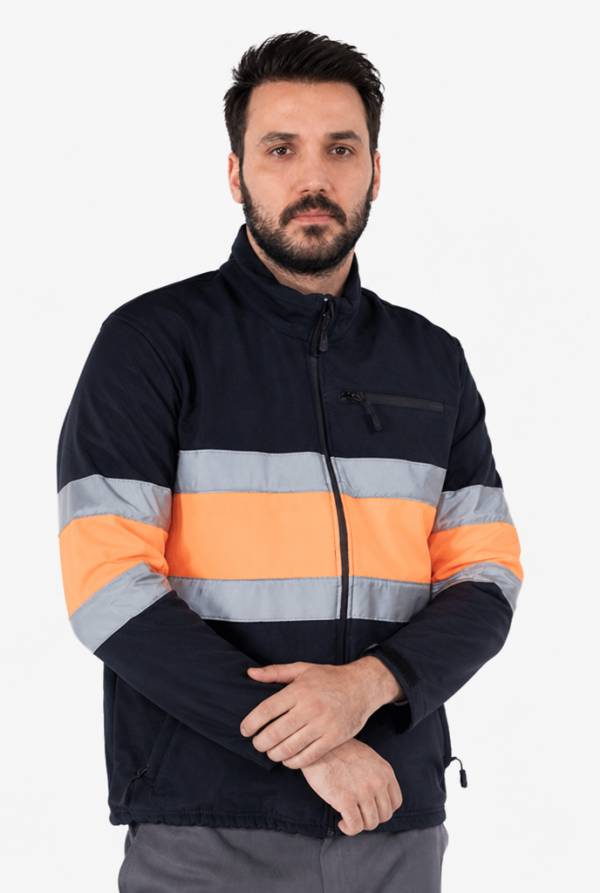 Reflektörlü Softshell Mont Neon İş Montu - Lacivert