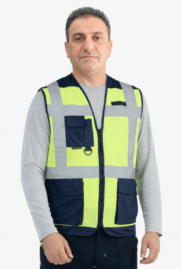 Mühendis İkaz Yeleği Fileli Fosforlu  - Sarı