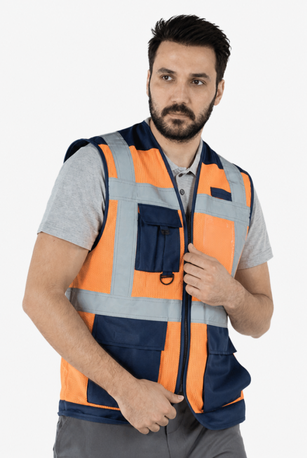 Mühendis İkaz Yeleği Fileli Fosforlu  - Sarı