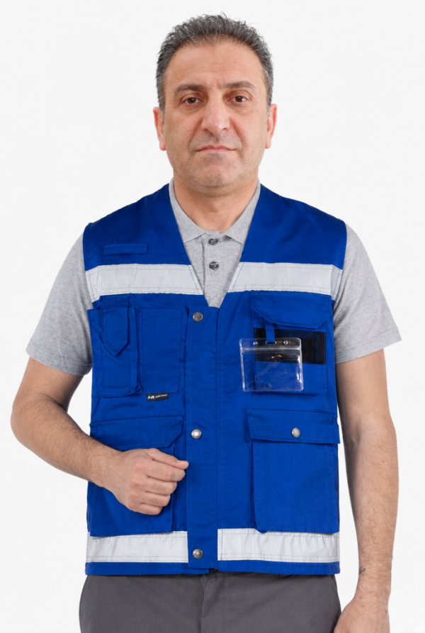 Reflektörlü Çok Cepli Haritacı Yeleği - Sarı