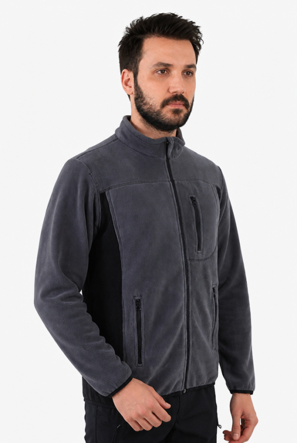 Çift Renkli Polar Ceket Anti-Pilling - Lacivert