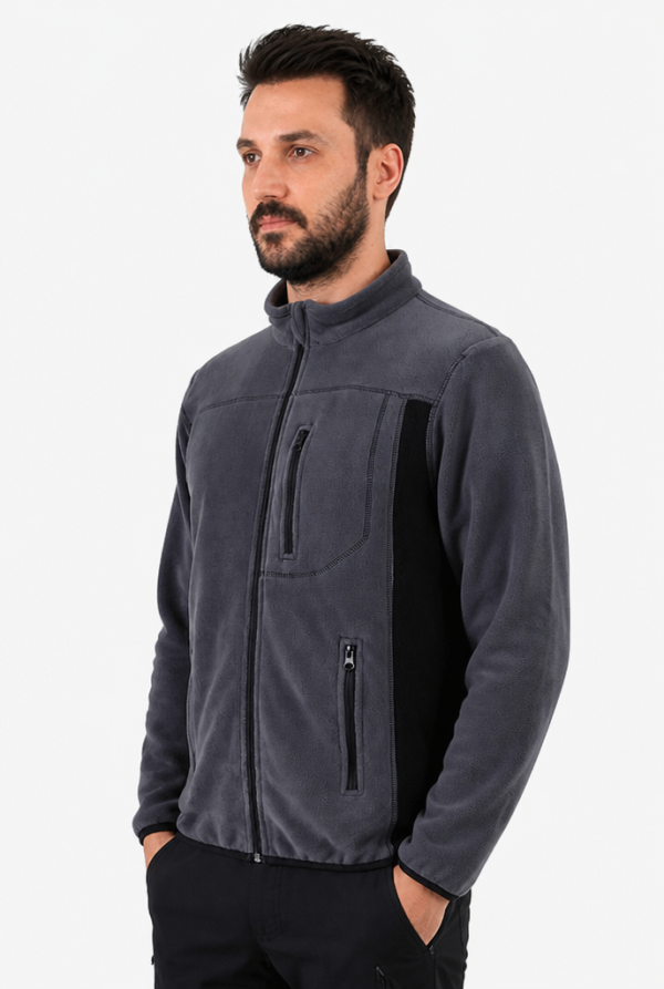 Çift Renkli Polar Ceket Anti-Pilling - Lacivert