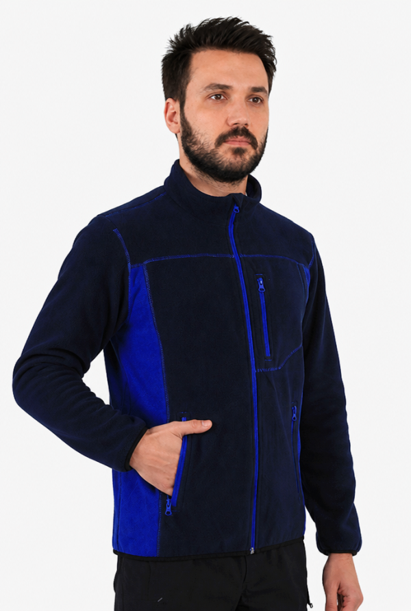 Çift Renkli Polar Ceket Anti-Pilling - Lacivert