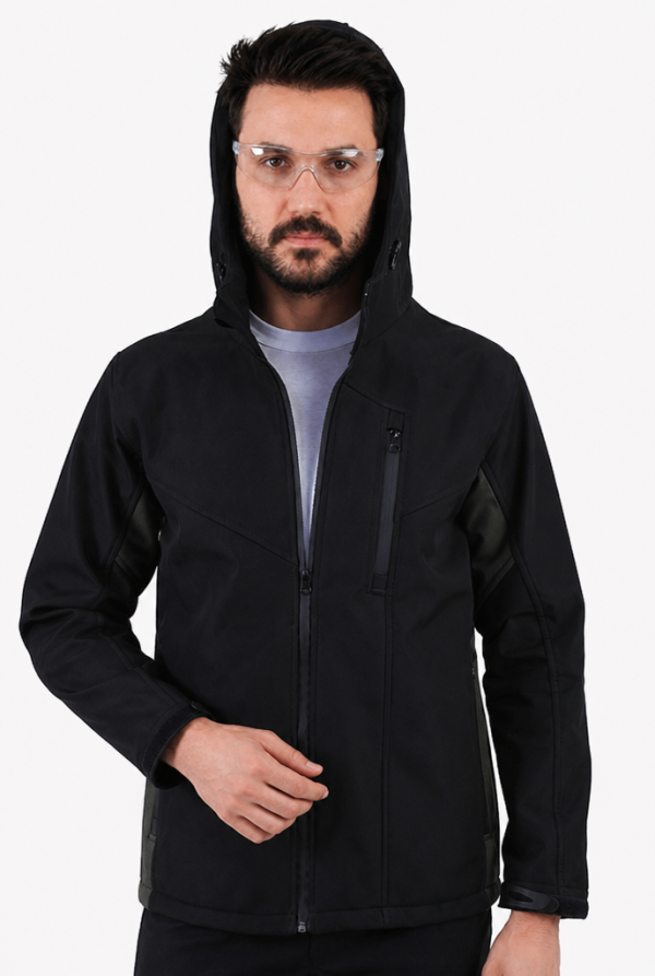 Çift Renkli Riptstop Softshell Mont - Siyah