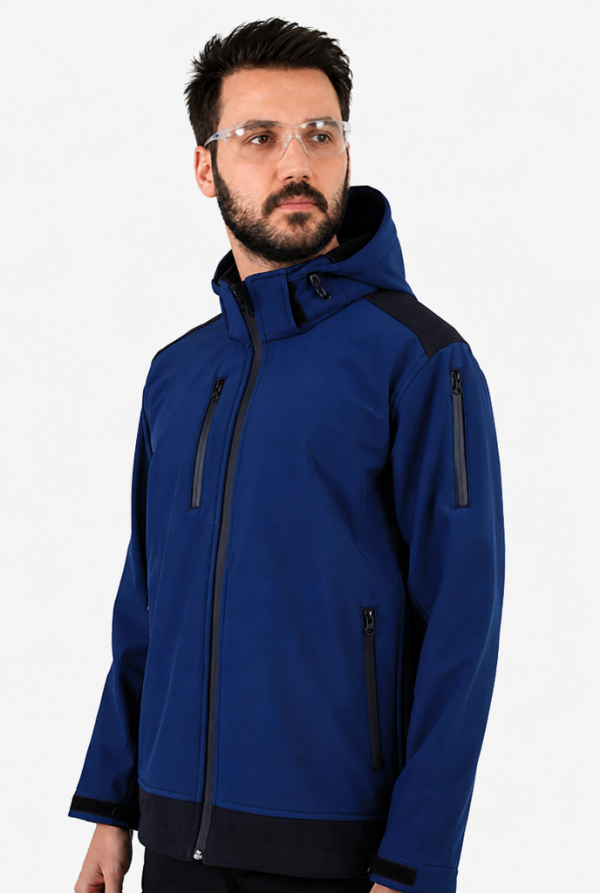Dalgıç Kapüşonlu Softshell Mont - İndigo