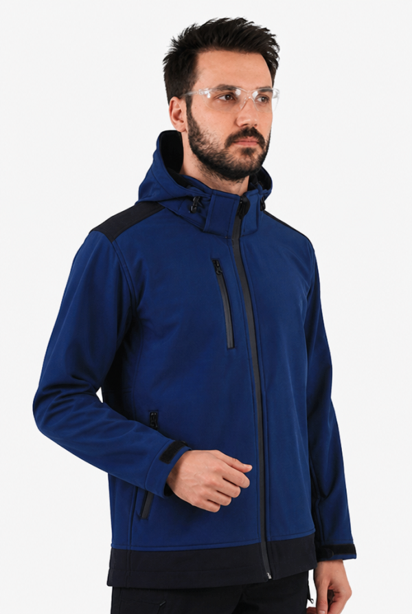 Dalgıç Kapüşonlu Softshell Mont - İndigo