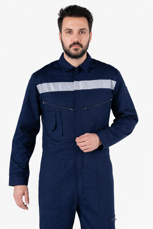 Reflektörlü İş Tulumu - Yazlık Gabardin 16/12 - Lacivert