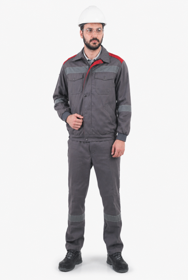 Harman Kumaş 5 cm Reflektörlü Mont - Pantolon - Gri