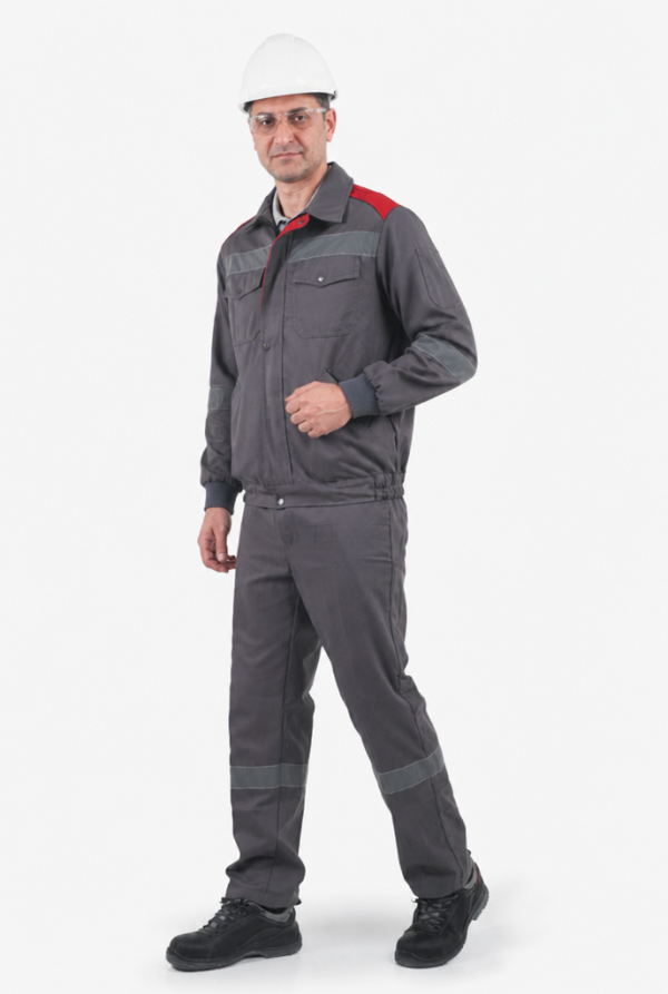 Harman Kumaş 5 cm Reflektörlü Mont - Pantolon - Gri