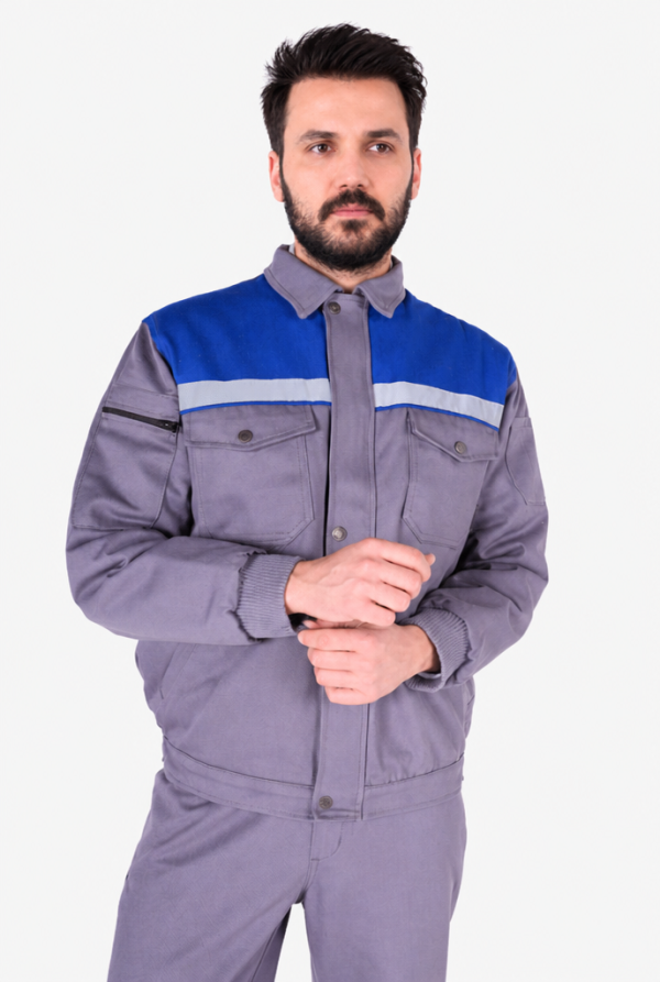Robalı Kapitoneli İş Takımı - Gri