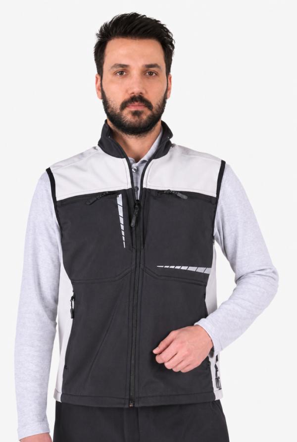 Softshell Reflektörlü İş Yeleği - Siyah