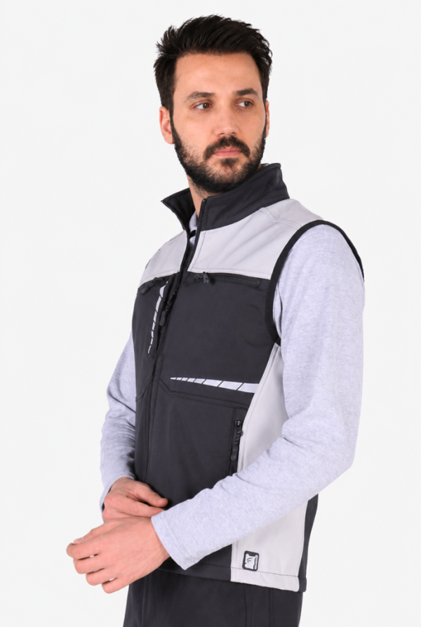Softshell Reflektörlü İş Yeleği - Siyah