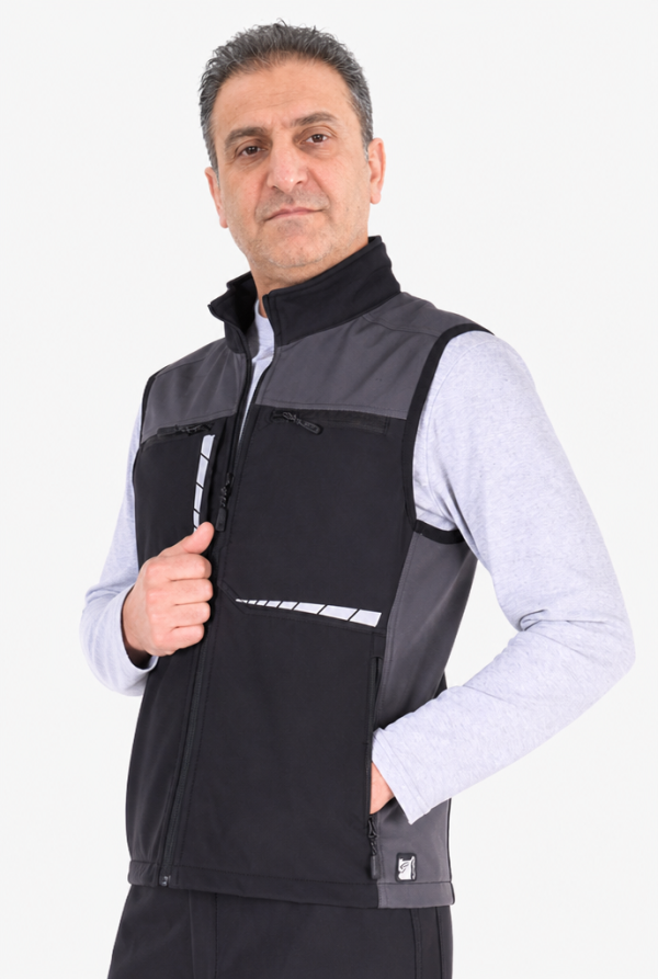 Softshell Reflektörlü İş Yeleği - Siyah