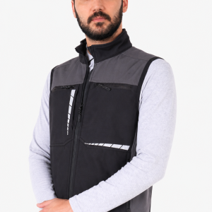 Softshell Reflektörlü İş Yeleği - Siyah