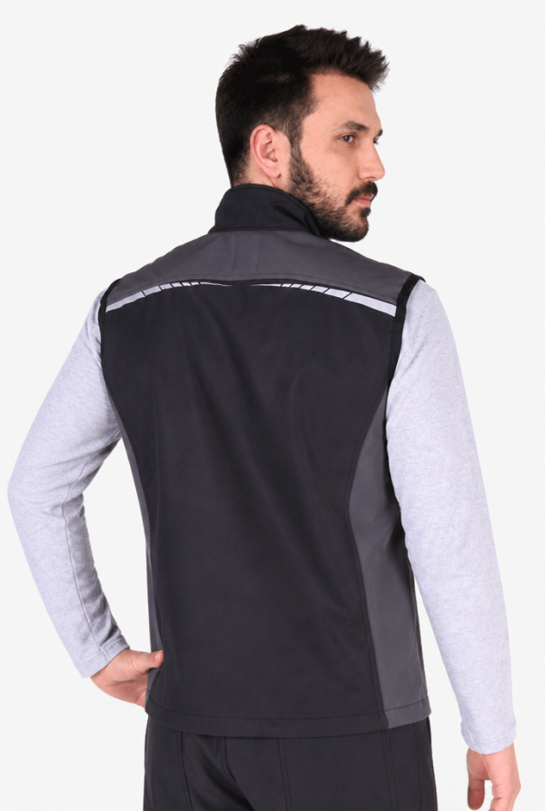 Softshell Reflektörlü İş Yeleği - Siyah