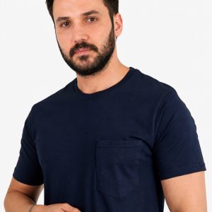 Kalem Cepli Tişört Bisiklet Yaka %100 Pamuk