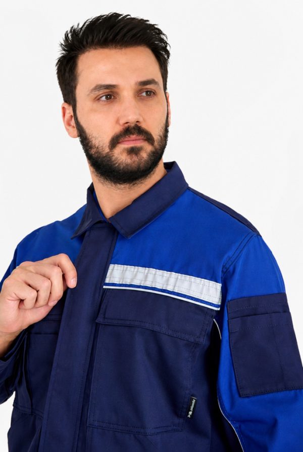 Reflektörlü Çok Cepli İş Montu - Lacivert