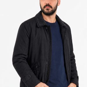 Erkek Siyah Yaka Kaşe Klasik Bondit Kaban