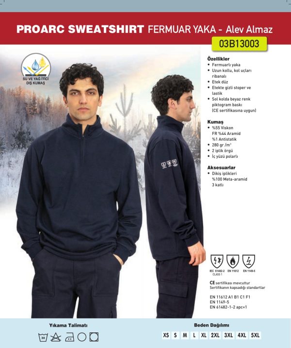 PROARC SWEATSHIRT FERMUAR YAKA - Alev Almaz