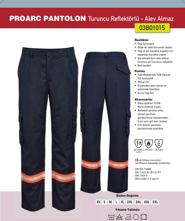 PROARC PANTOLON Turuncu Reflektörlü - Alev Almaz