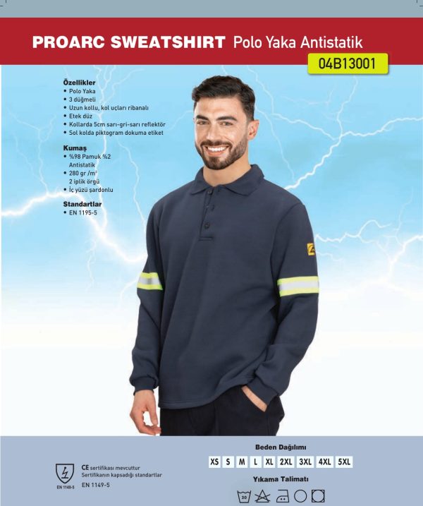 PROARC SWEATSHIRT Polo Yaka Antistatik